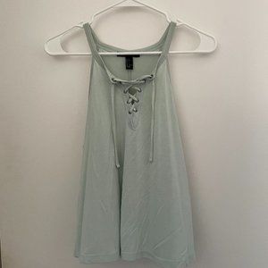 Forever 21 Light Blue Criss Cross Lace Up Halter Tank Top